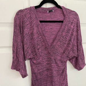 Purple V-Neck Quarter Sleeve Blouse